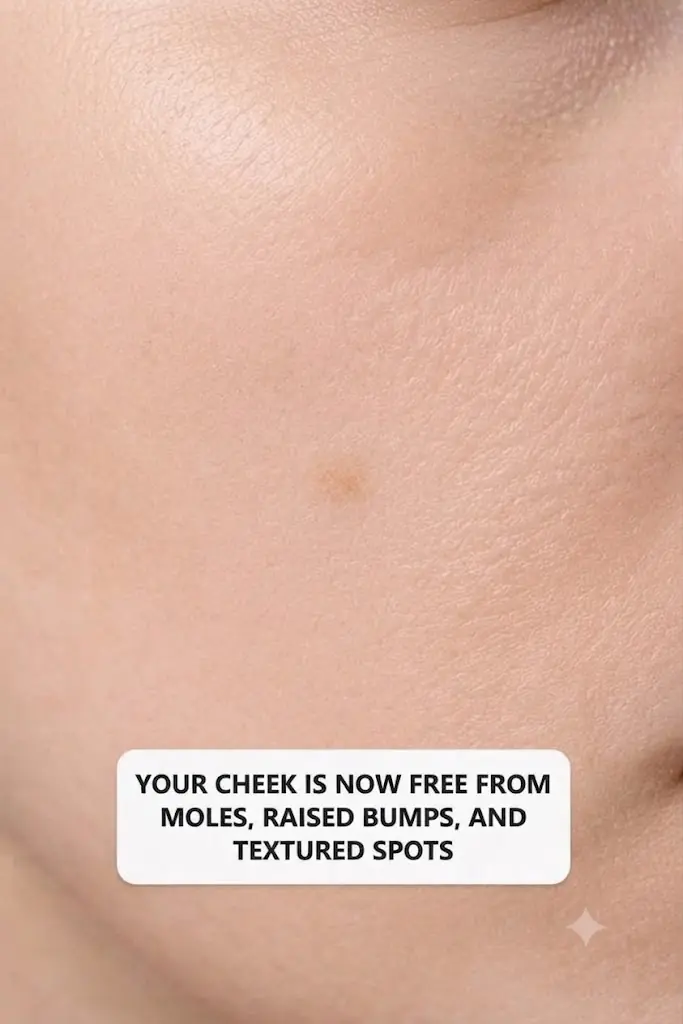 Leave this 1 method on your cheek and get rid of flat moles, raised bumps, and textured spots