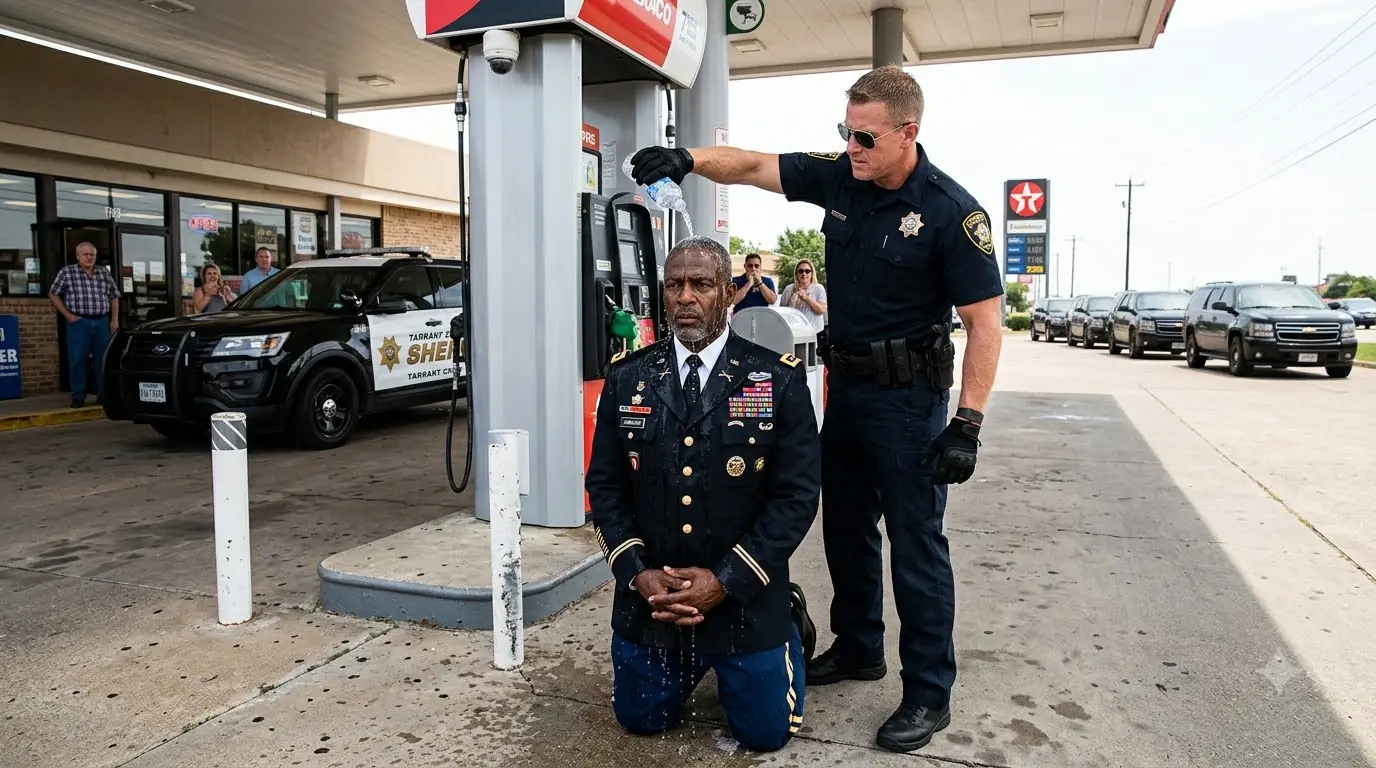 Deputy Poured Water Over a Decorated Officer and Ordered Him to Stay on His Knees — Then Five Black SUVs Pulled Into the Gas Station