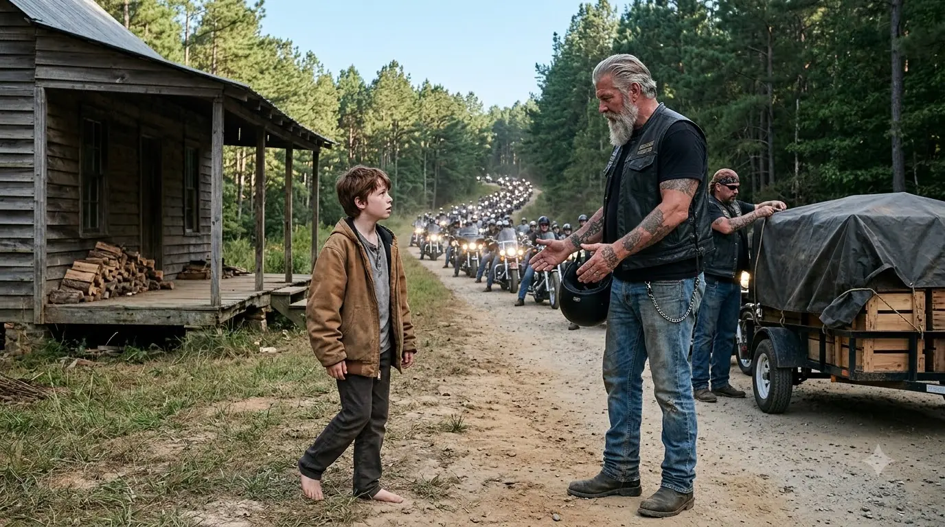 An 11-Year-Old Boy Fixed a Stranded Biker’s Motorcycle for Free — Three Days Later, Thunder Rolled Up His Mountain Road