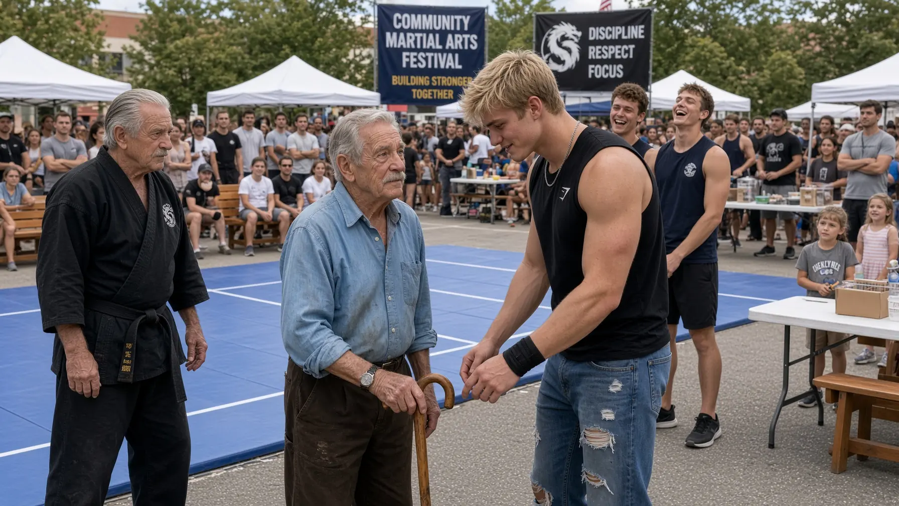 YOUNG FIGHTER SNATCHED AN OLD MAN’S CANE AND CHALLENGED HIM — THEN THE INSTRUCTOR SAW HIS STANCE
