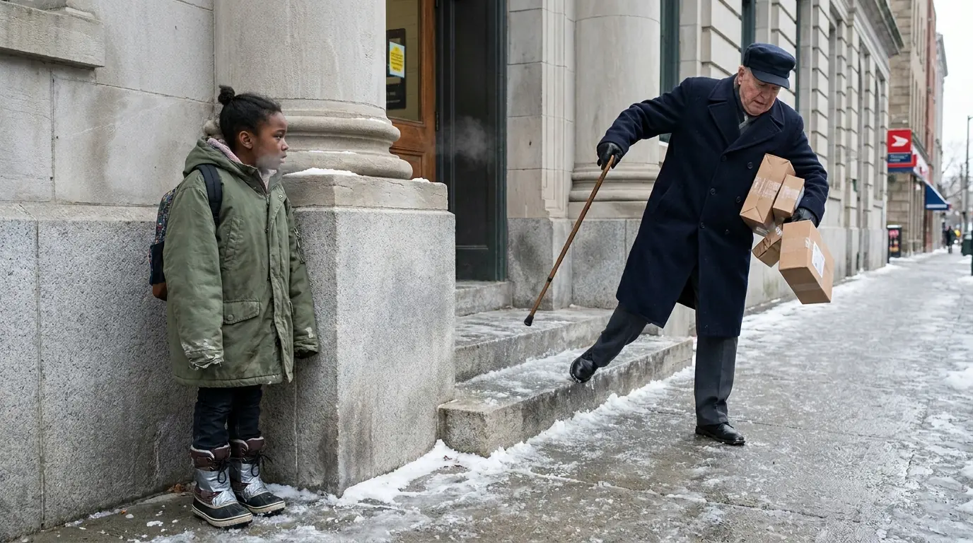 Homeless Girl Caught a Stranger on Icy Steps — Then He Asked Her to Walk Eight Blocks With Him