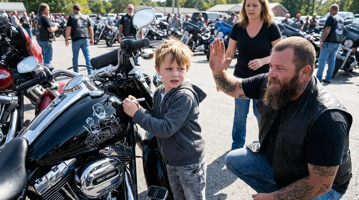 An 8-Year-Old Drew on a Biker’s Prized Harley — Then the Biker Recognized the Man in the Picture