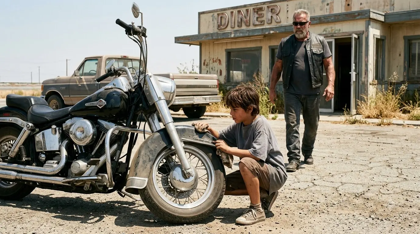 A Hungry Boy Cleaned a Biker’s Harley for $1 — Next Day, 140 Hells Angels Surprised Him