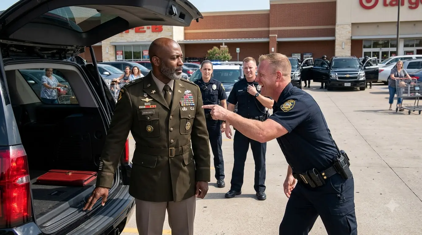 The Officer Laughed at the Man in the Parking Lot — Then Three Black SUVs Sealed Off the Lane