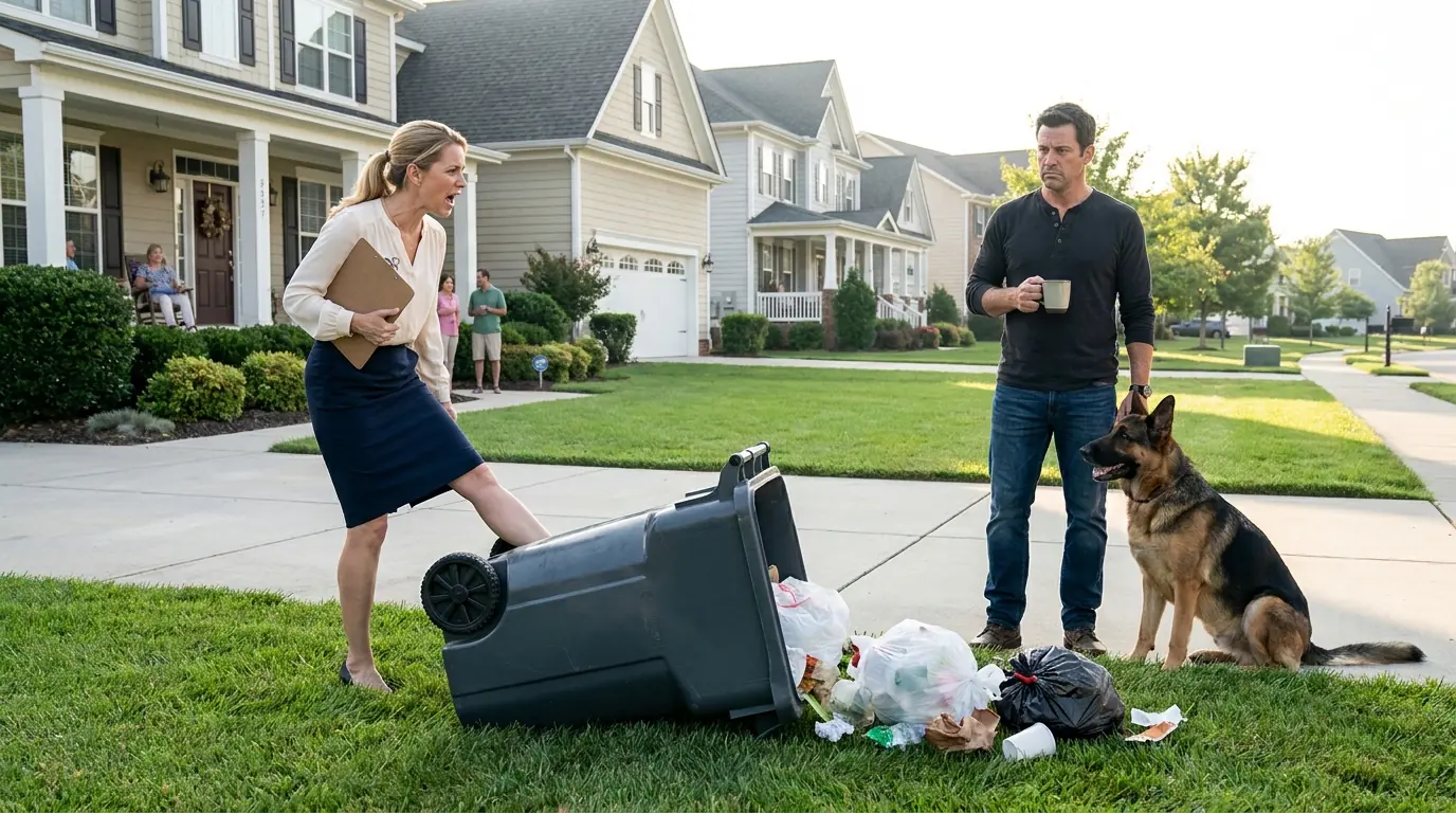 HOA KAREN KEPT KNOCKING OVER MY TRASH CAN — SO I INSTALLED ONE SHE DEFINITELY DIDN’T SEE COMING