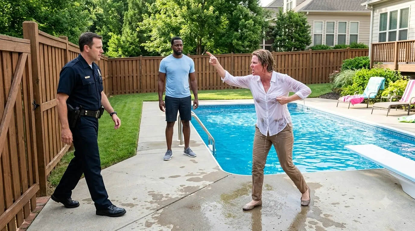 She Called the Police After His Pool “Soaked” Her — Then the Backyard Camera Showed Who Was Really Lying