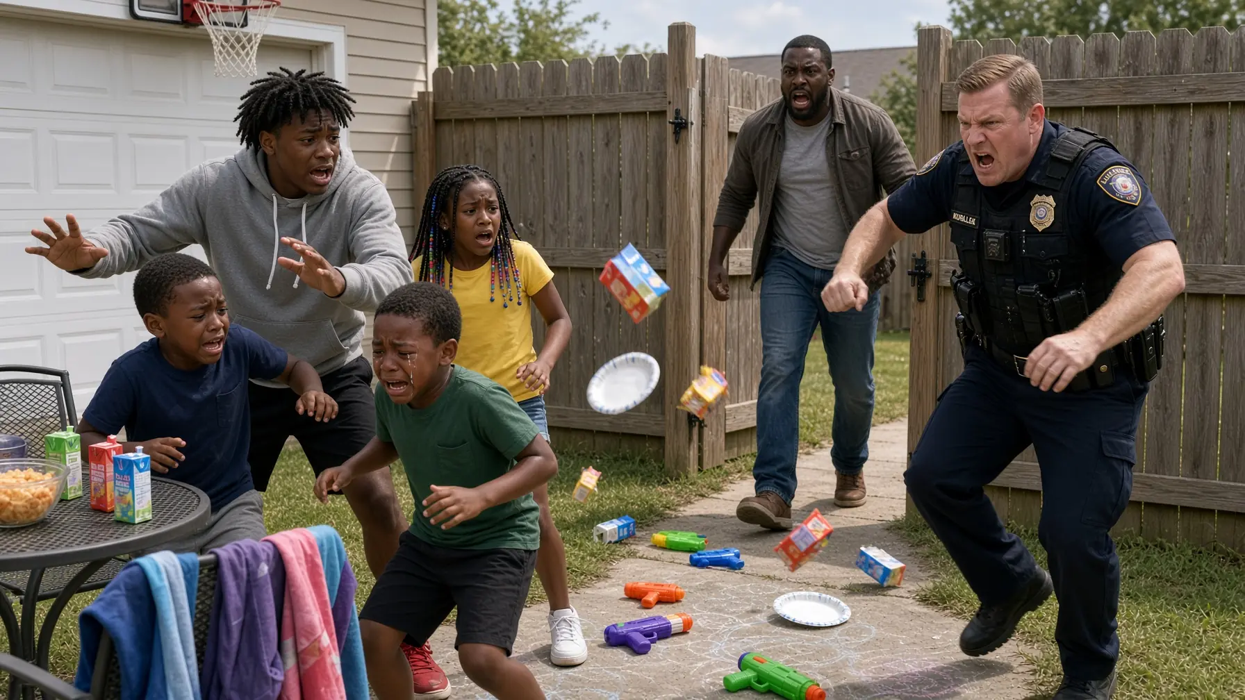 TWO COPS STORMED INTO A FAMILY’S BACKYARD AND TERRORIZED THE KIDS — THEN THEIR FATHER STEPPED OUTSIDE