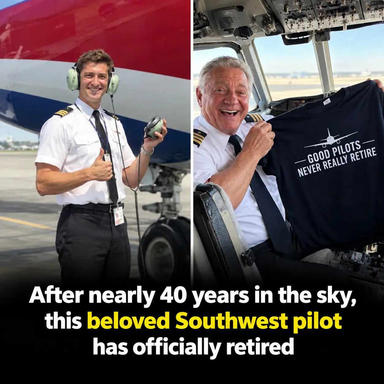 After 39 years in the cockpit, Southwest’s longest-tenured pilot took his final flight—and the farewell was unforgettable. ✈️❤️ Full story in the comments 👇