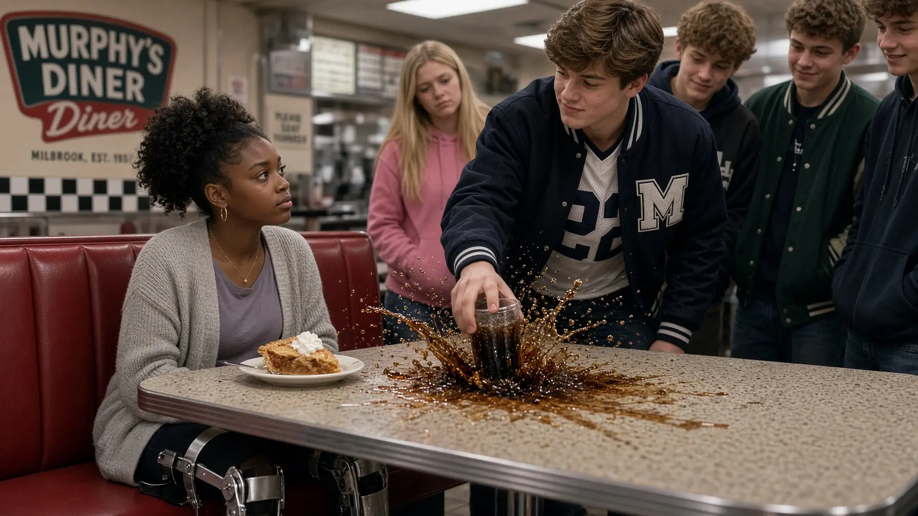 5 Bullies Mocked a Disabled Girl in a Diner — Then Her Father Walked Through the Door