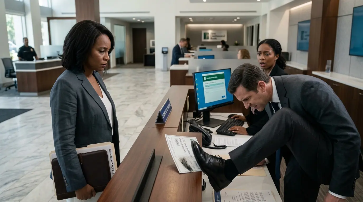 Bank Manager Wipes His Shoe on Black Woman’s $10M Check — Then the Bank Fires Him