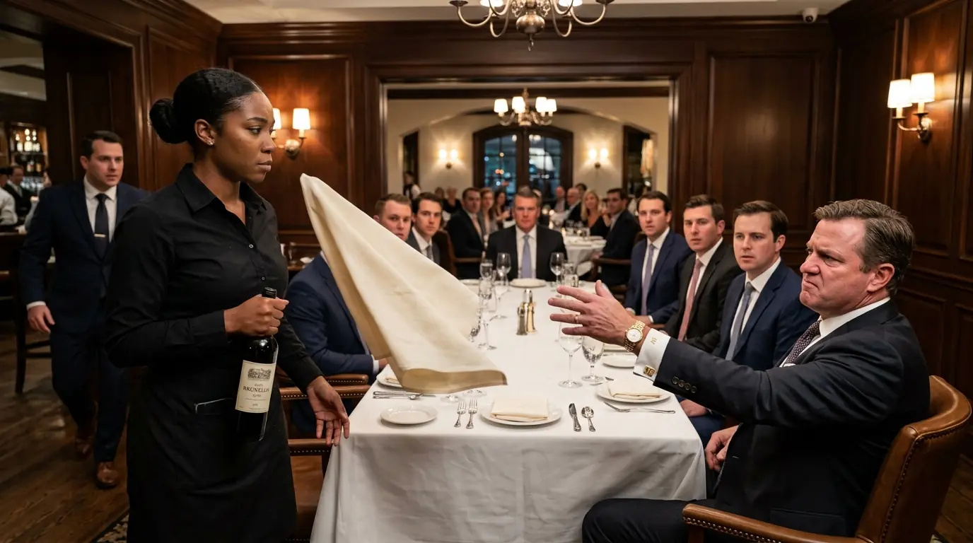 CEO Throws His Napkin at a Black Waitress at a 5 Star Restaurant — Then She Whispers 3 Words