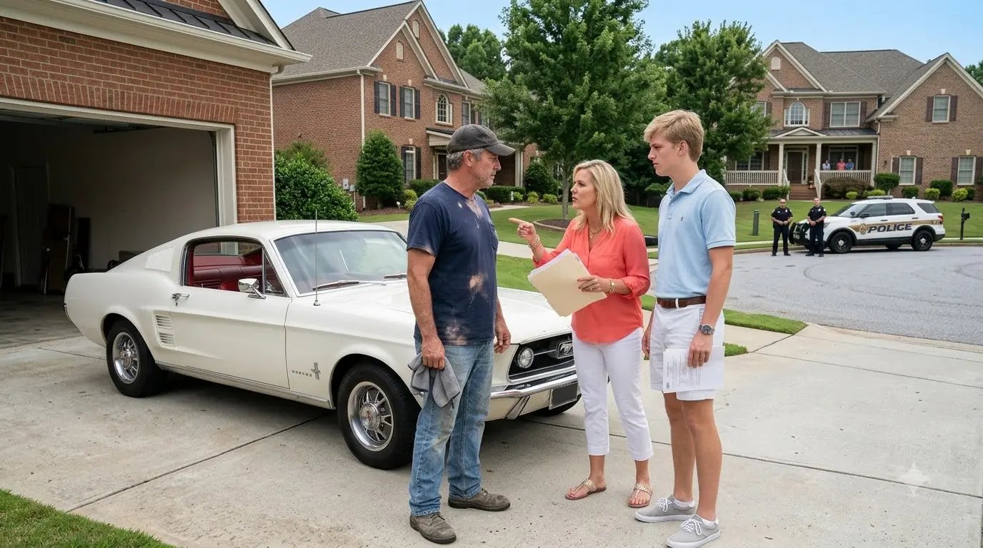 HOA Karen Sent Cops To Take My Mustang For Her Son — Then Went Pale When She Realized Who I Was