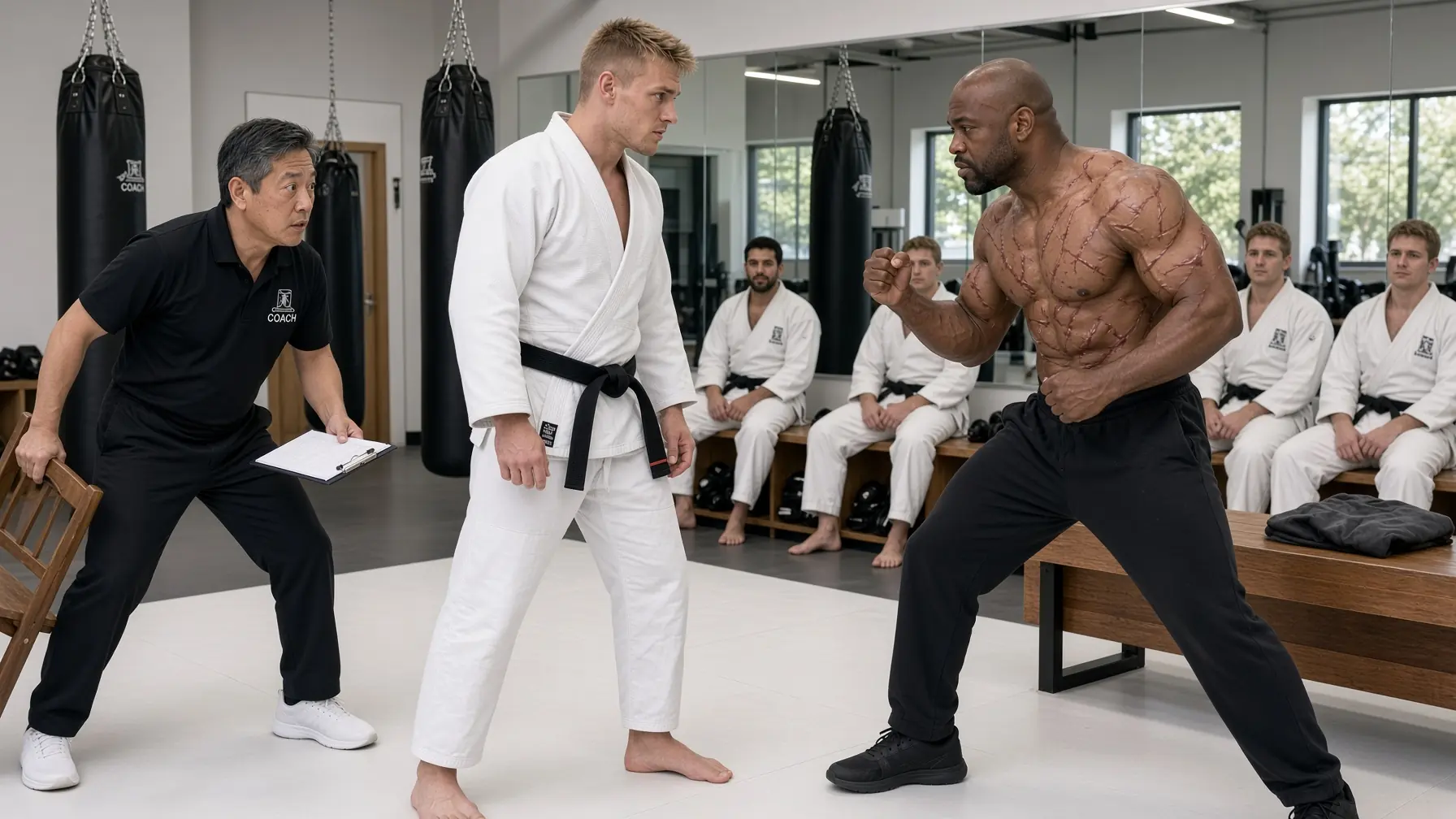 A Young Black Belt Pointed Across the Mat With a Grin — Then the Quiet Man on the Bench Finally Rose