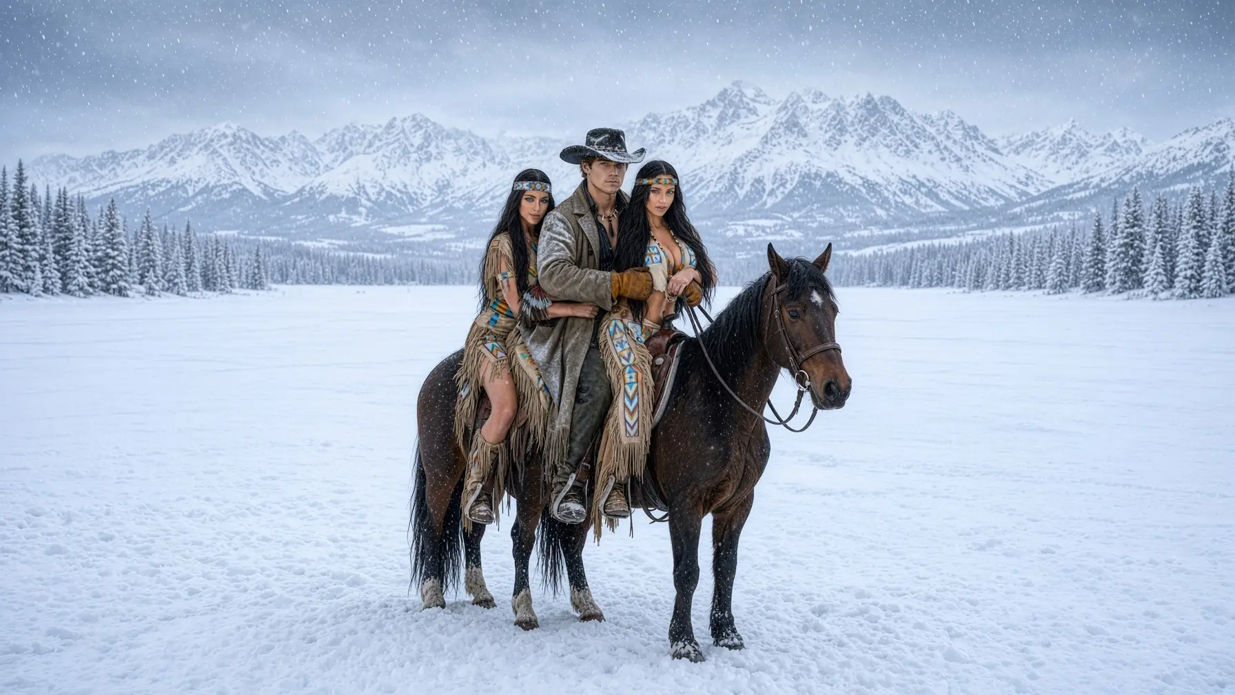 The Widowed Cowboy Found Twin Apache Sisters Freezing in the Snow — Both Wanted to Become His Wife.