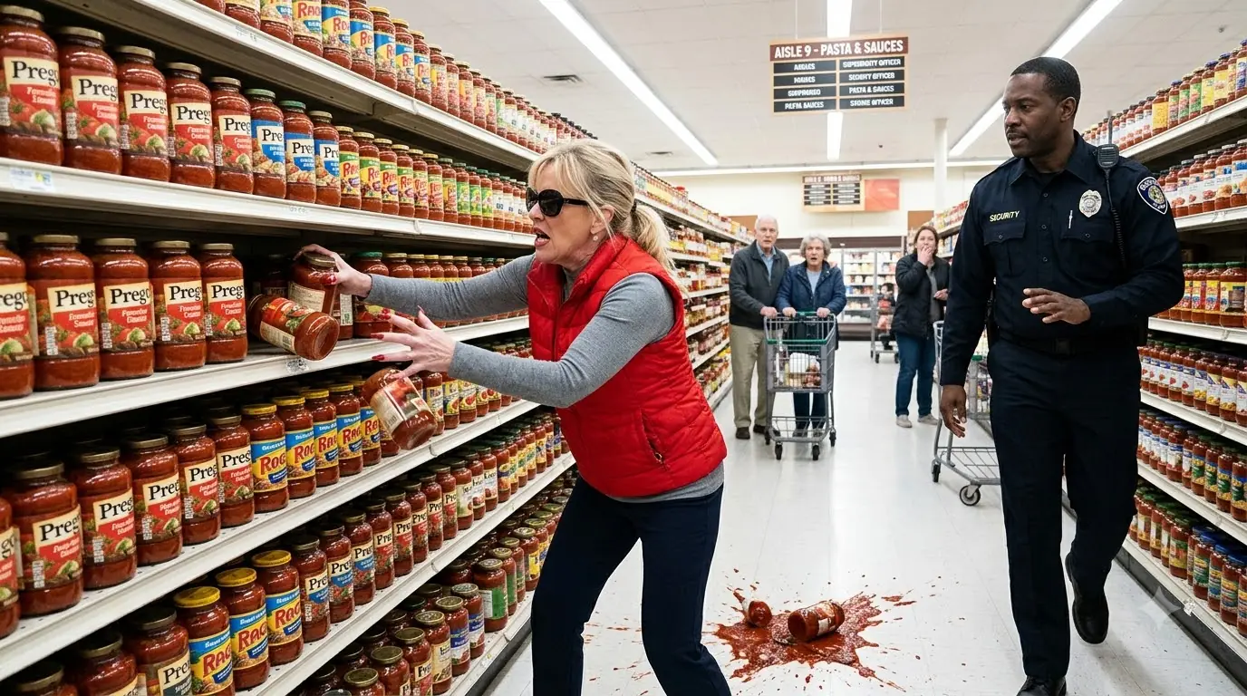 She Smashed Pasta Sauce Over an Expired Sale Price — Then Security Told Her Who She Had Just Shoved