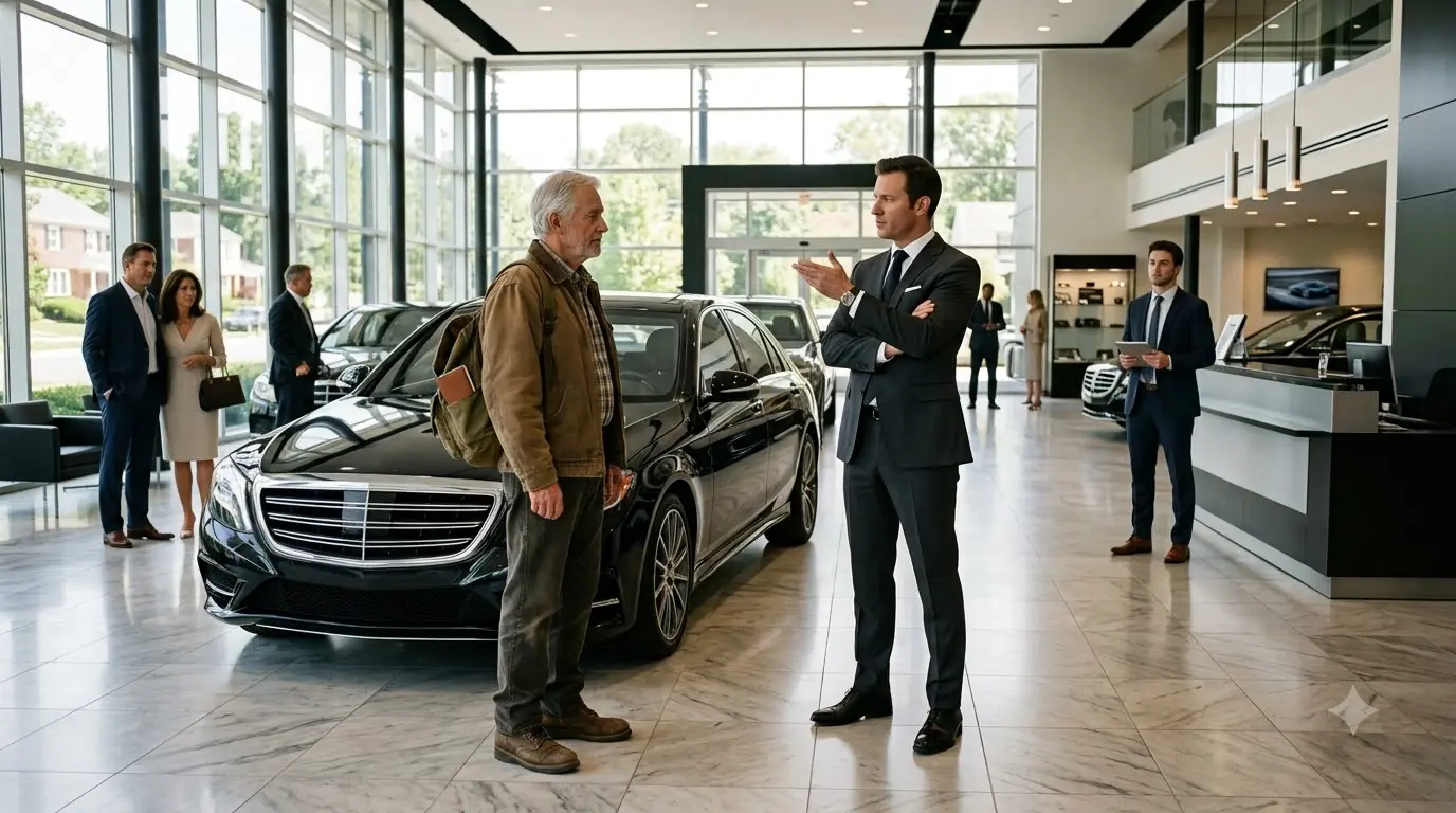 He Humiliated a poor Old Man at a Luxury Car Dealership — The Next Morning Everyone Stood