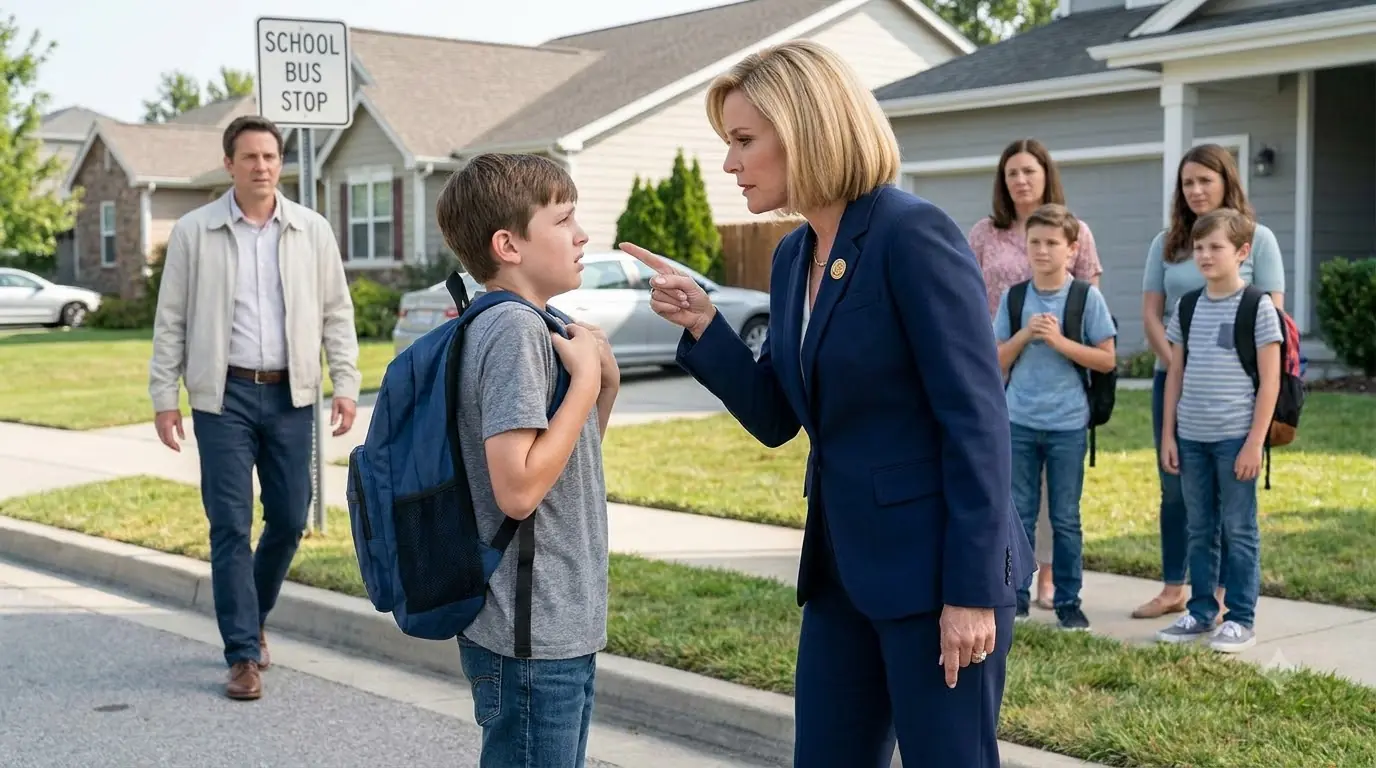 HOA Karen Interrogated My 12-Year-Old at the Bus Stop — Then I Pulled Out My Badge