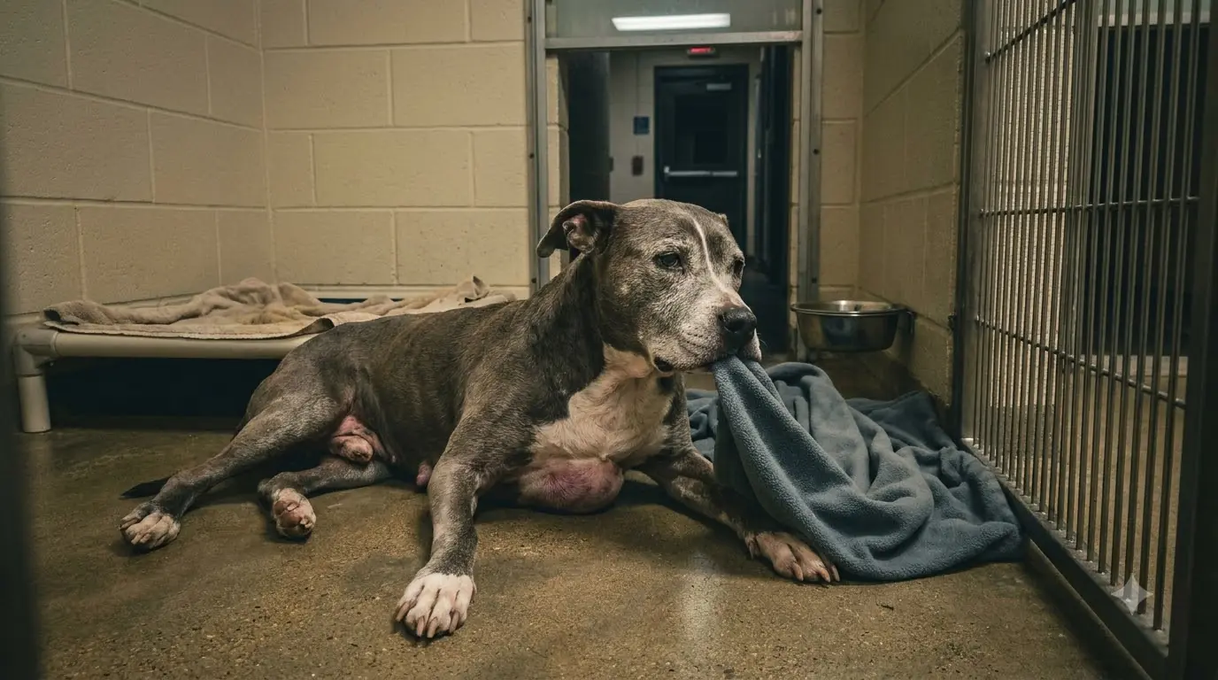 Maggie’s Cancer Is Making It Harder to Walk, but She Still Tries to Bring Her Blanket to the Kennel Door