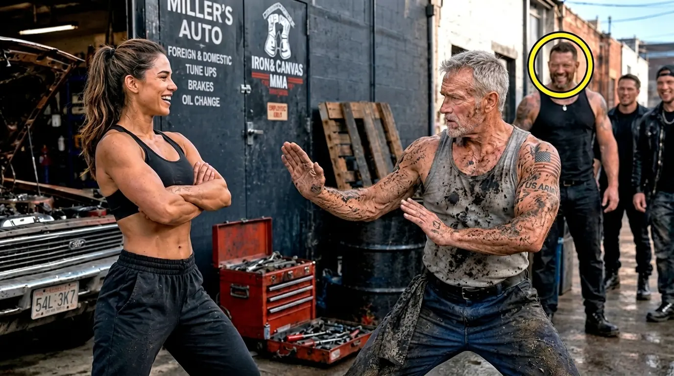 She Laughed at the Old Mechanic’s Stance — Until the Black Belt Saw His SEAL Tattoo