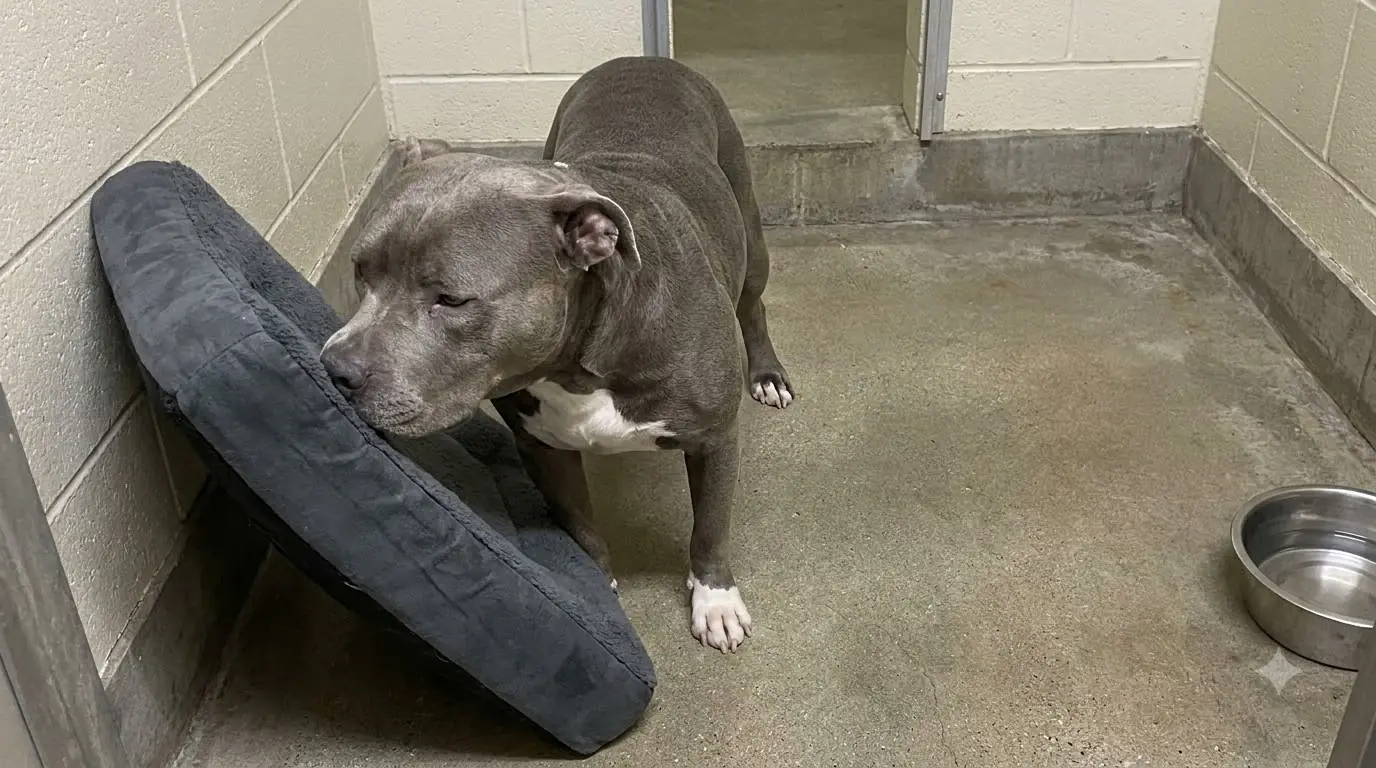 Buster Has a Bed for His Painful Hips, but Every Night He Pushes It Away and Sleeps on the Concrete