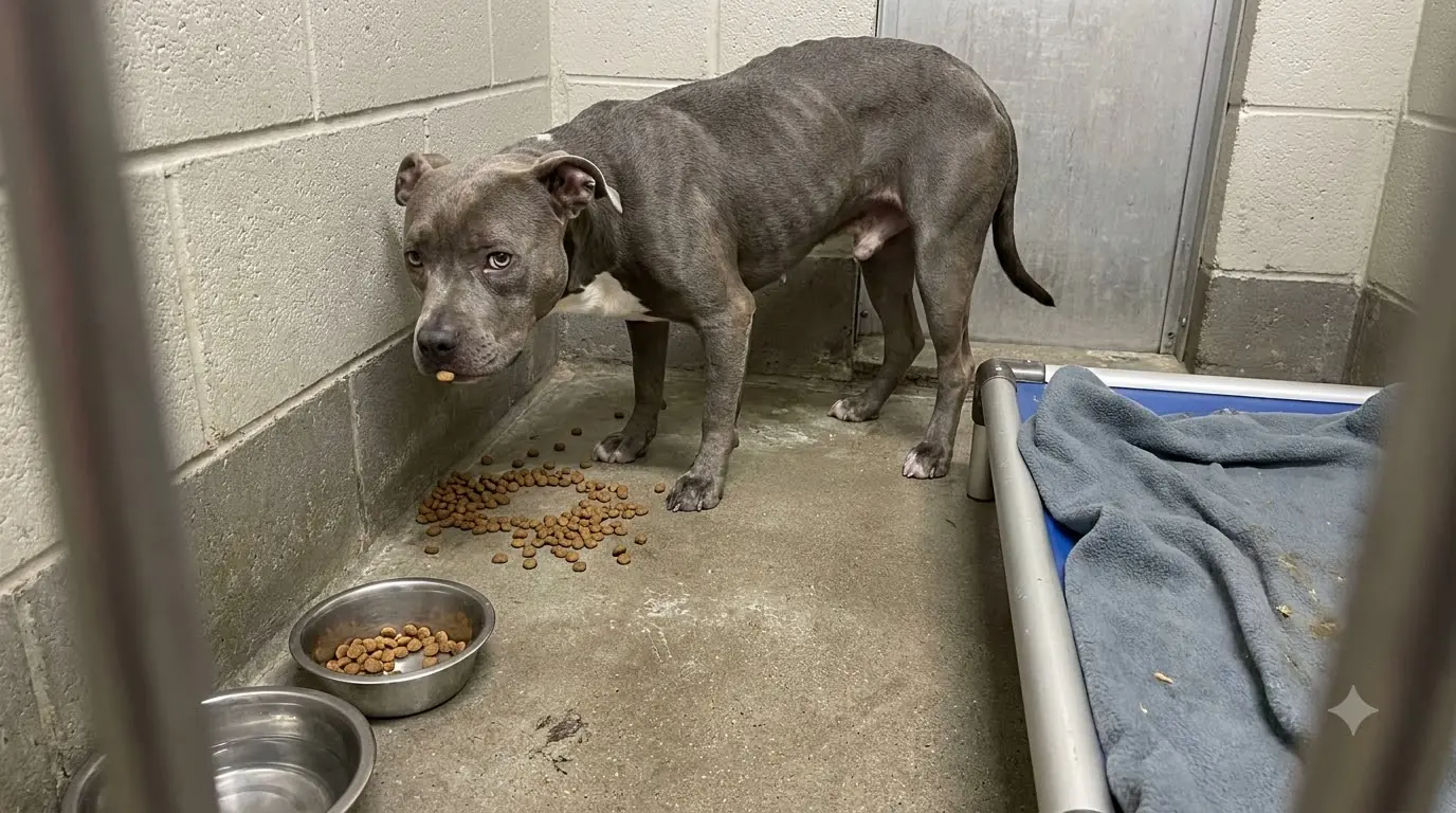 Ruby Was Starving When She Arrived, but She Still Won’t Eat Until She Has Hidden Part of Her Food