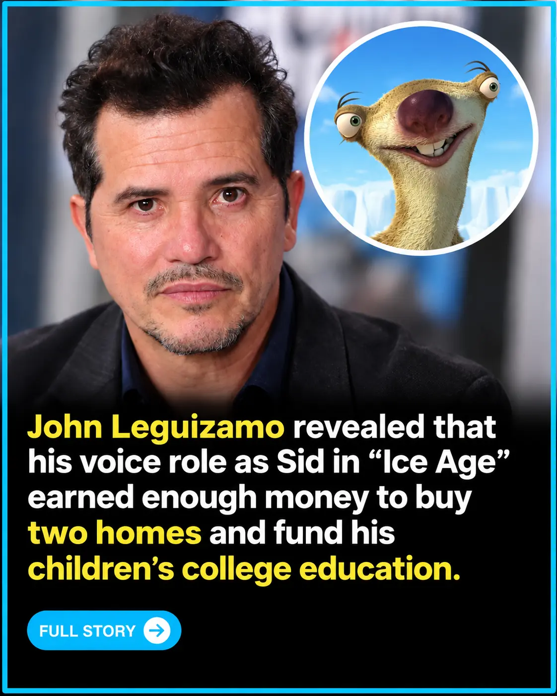John Leguizamo Says Sid the Sloth Paid for His Kids’ College, Bought Him Homes, and Gave Him Creative Freedom