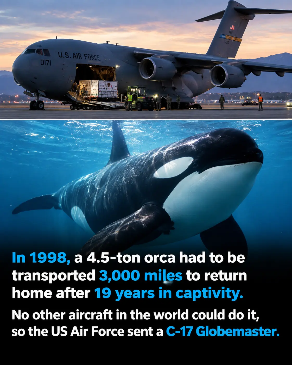 The Incredible Journey of Keiko: How a U.S. Air Force C-17 Flew the Real ‘Free Willy’ Back Home to Iceland