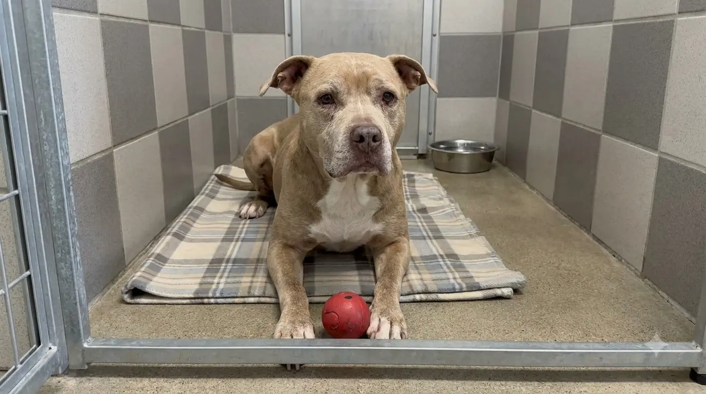 Rocky Is Growing Weaker in the Medical Wing, but He Still Pushes His Favorite Ball Outside the Kennel Door