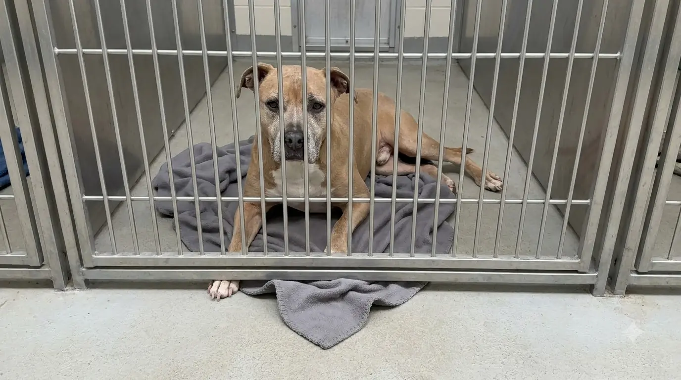 Archie’s Back Legs Are Growing Weaker, but Every Night He Leaves Part of His Blanket Outside the Kennel