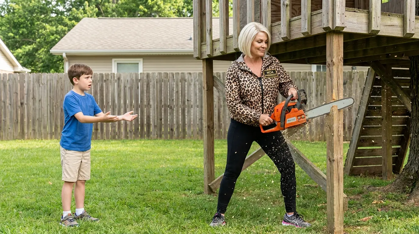 HOA Karen Took a Chainsaw to a Kid’s Treehouse — Then the Platform Collapsed