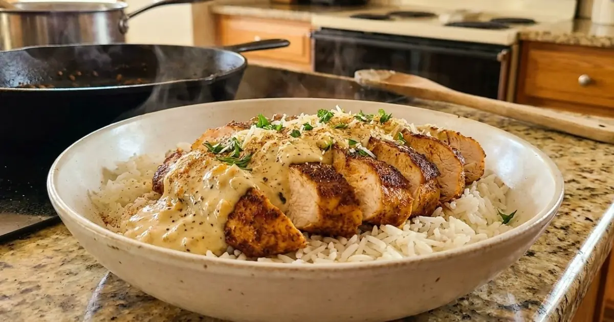 Cajun Chicken Rice Bowl with Garlic Parmesan Cream Sauce – Juicy, Spicy & Irresistibly Creamy