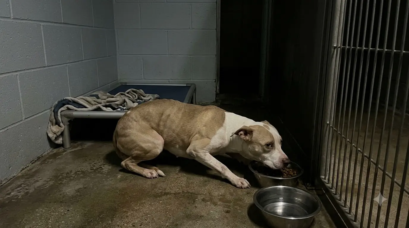 Rosie Won’t Touch Her Food Until the Shelter Goes Completely Dark