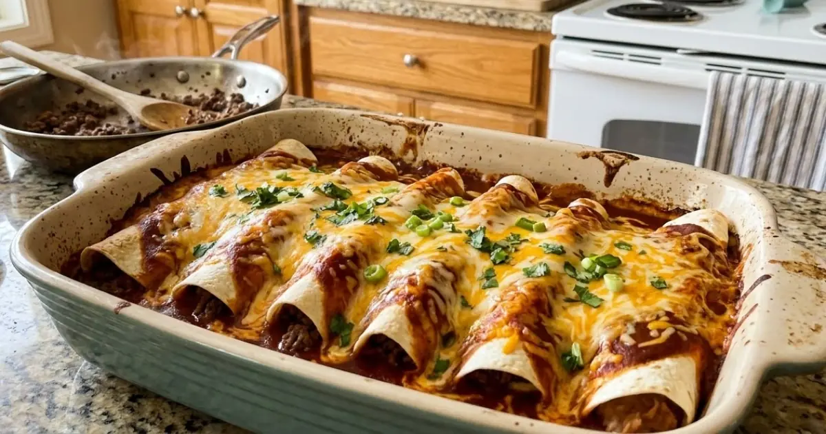 Cheesy Beef and Bean Enchiladas – Saucy, Beefy & Loaded with Melted Cheese