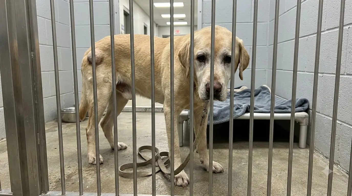 Buddy Has Three Hours Left, but He Still Brings His Old Leash to the Kennel Gate