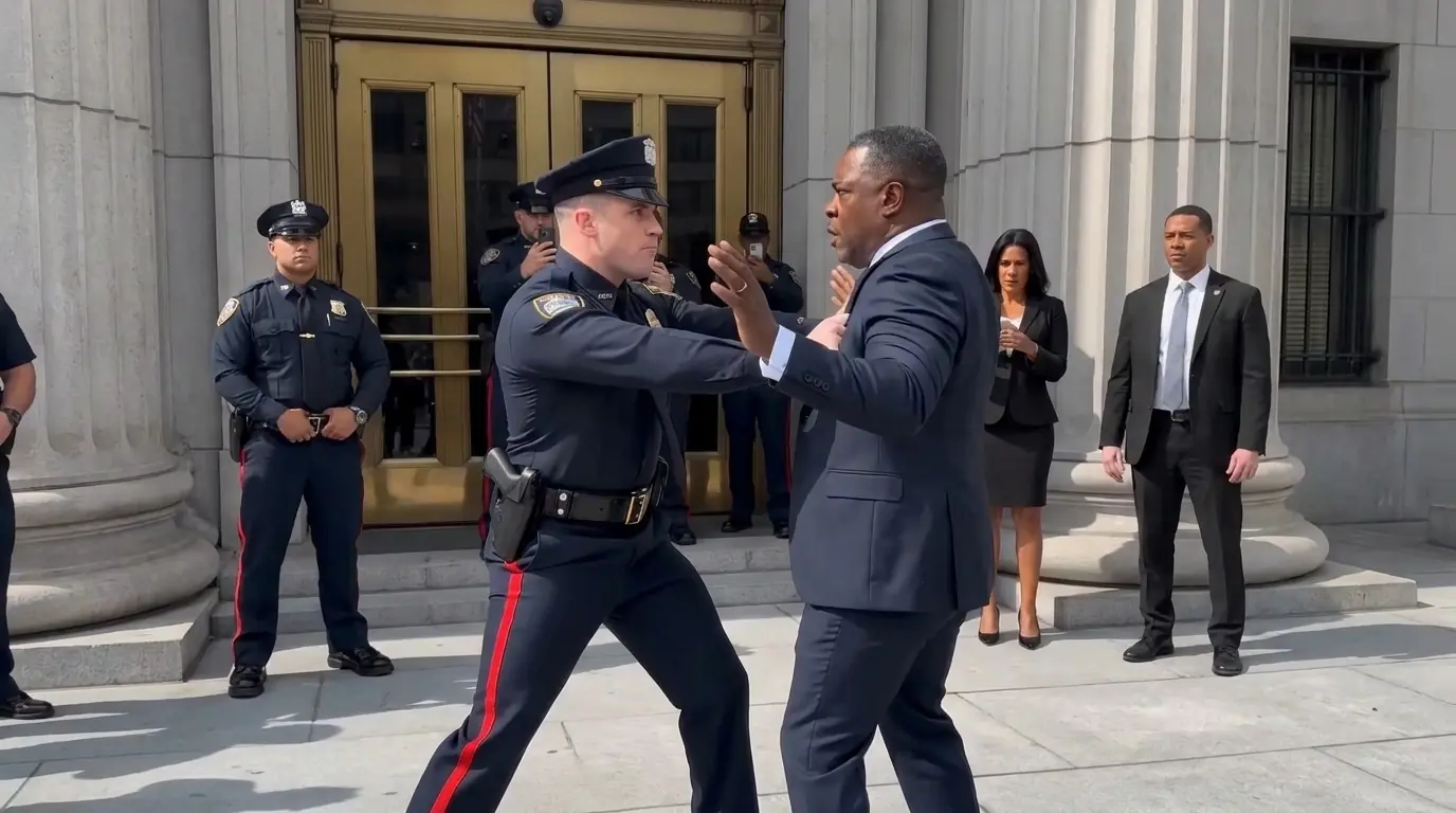A Police Cadet Shoved An Elderly Black Man Out Of The Front Row — Then The Commissioner Walked Down The Steps And Called Him Dad