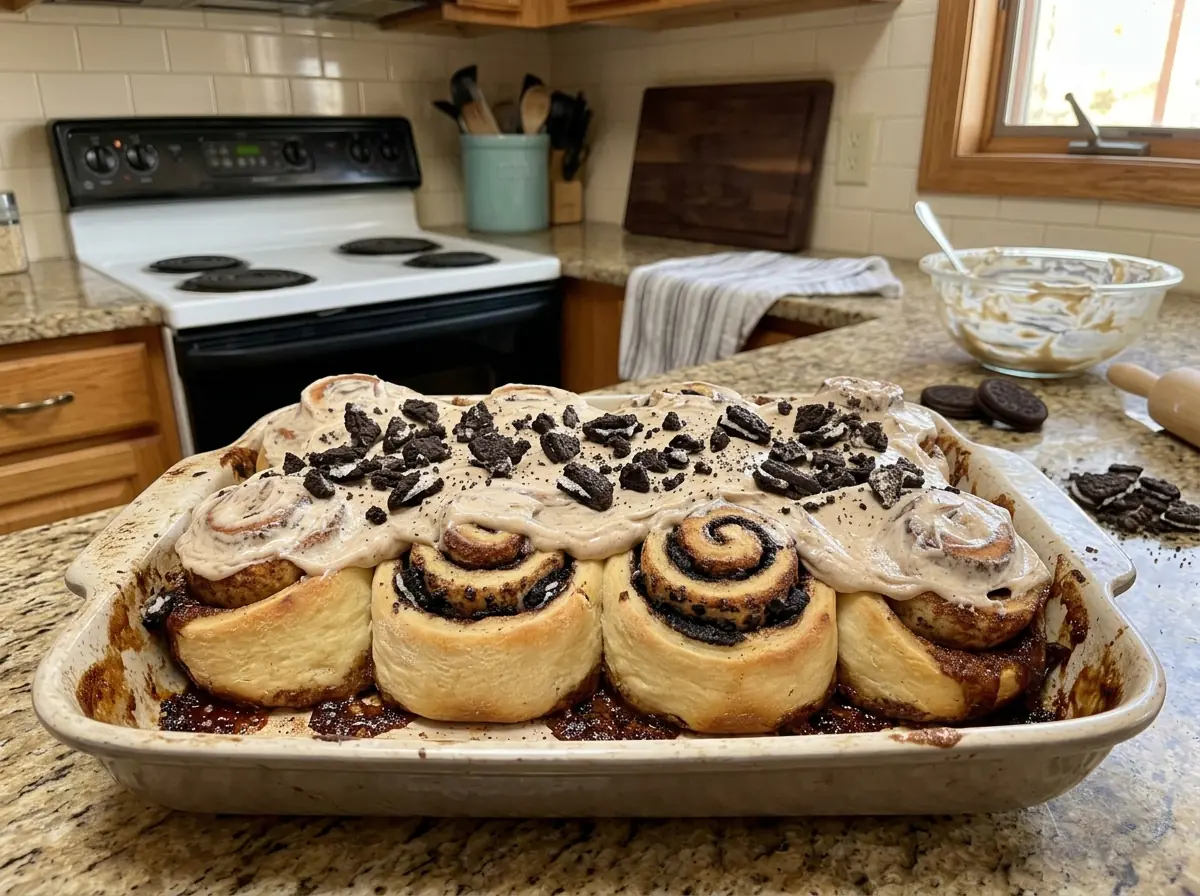 Oreo Cinnamon Rolls – Soft, Gooey & Loaded with Cookies and Cream