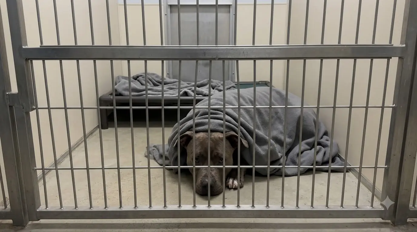 Everyone Sees a Frightening Pit Bull at Tank’s Kennel — The Night Camera Shows a Terrified Dog Hiding Under His Blanket