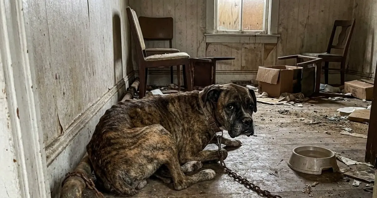 A Dog’s Cries Led Rescuers Into an Abandoned House—Where He Was Found Chained and Starving