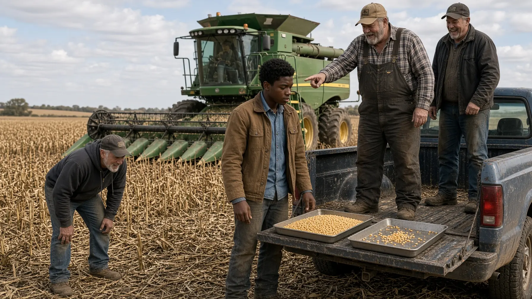 They laughed when a 16-year-old followed the combine with a bucket — until farmers started shutting down for him