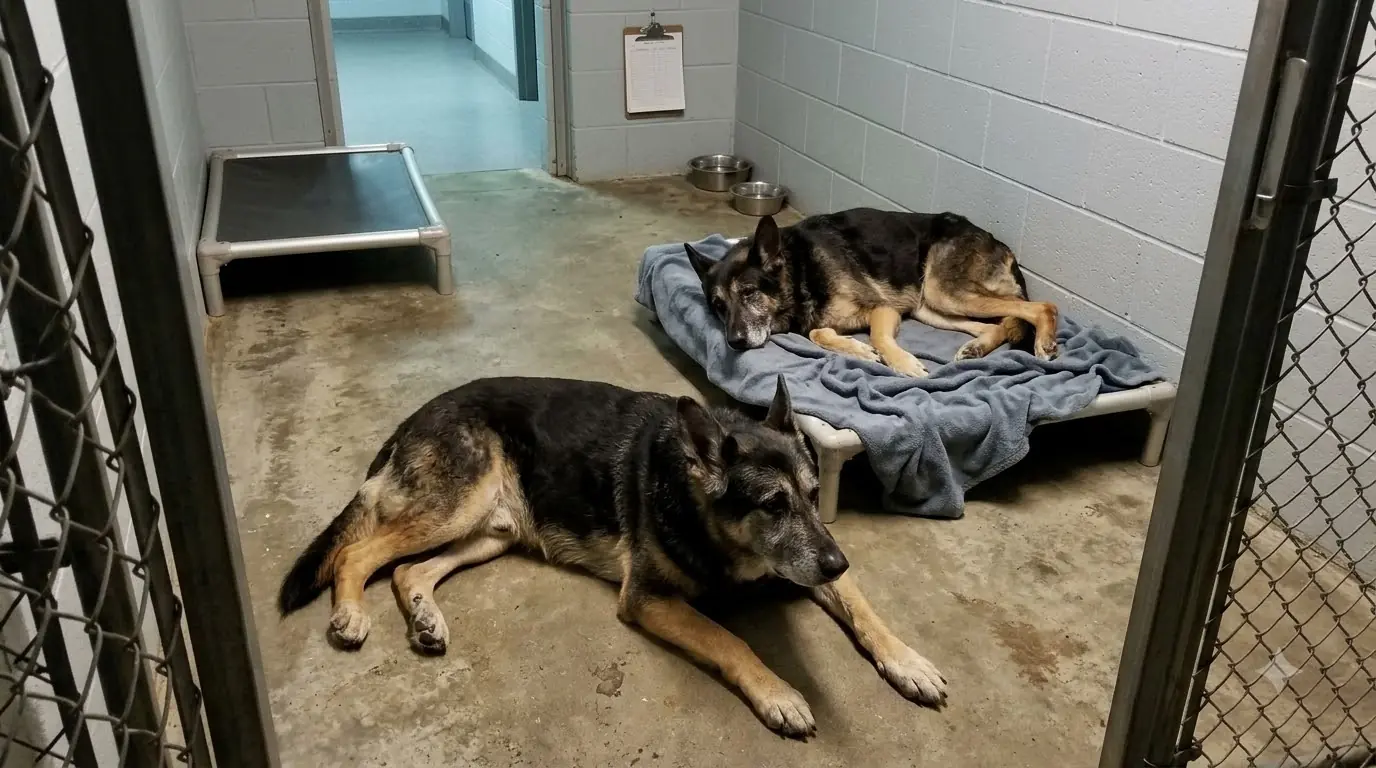 Every Night, Rex Leaves His Own Bed to Keep Watch Beside the Partner Who Can No Longer Stand