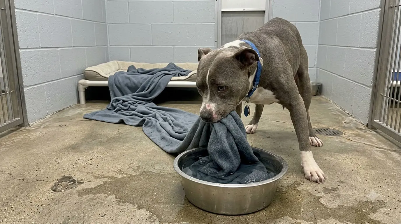 Maggie Keeps Soaking Her Blanket in the Water Bowl—and Staff Don’t Know What She’s Trying to Cool Down