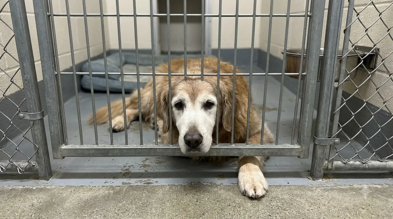 Teddy Doesn’t Run to Visitors Anymore — He Slowly Reaches One Paw Through the Bars and Leaves It There After They’re Gone