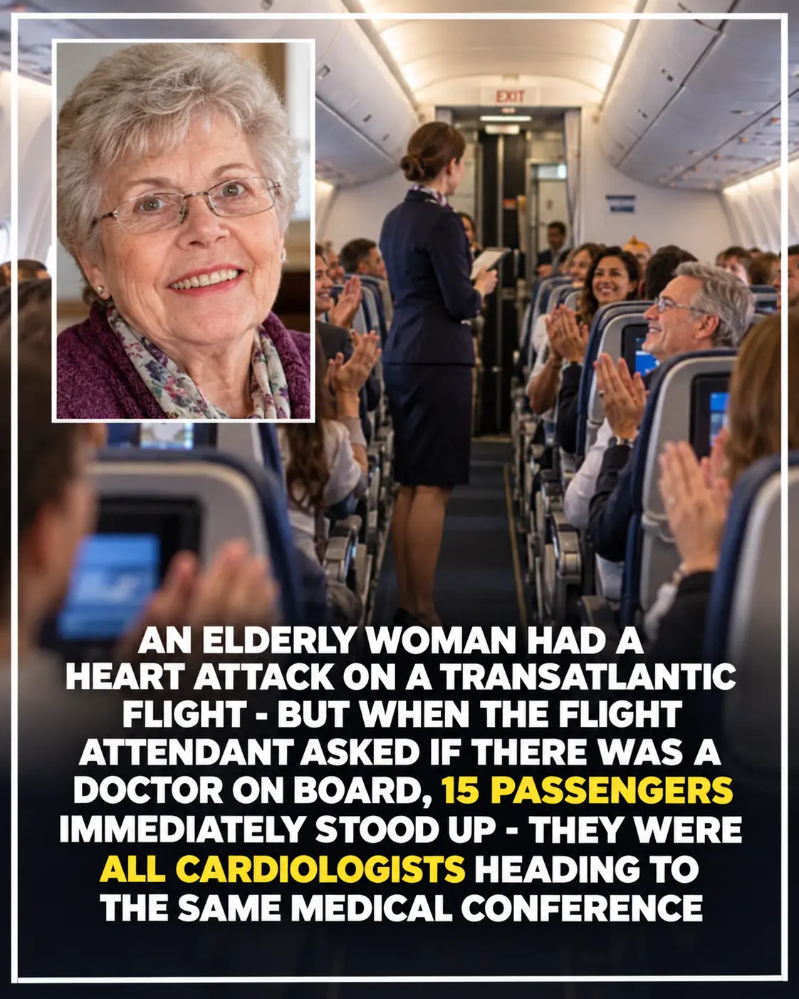 Woman Suffers Heart Attack Mid-Flight — Then 15 Cardiologists Stand Up to Save Her