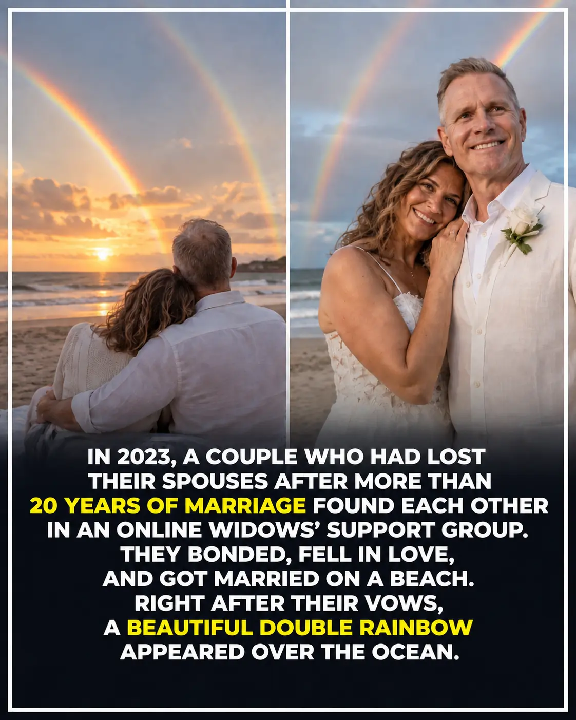 Two Widowed Strangers Found Love Again — Then a Double Rainbow Appeared Over Their Wedding