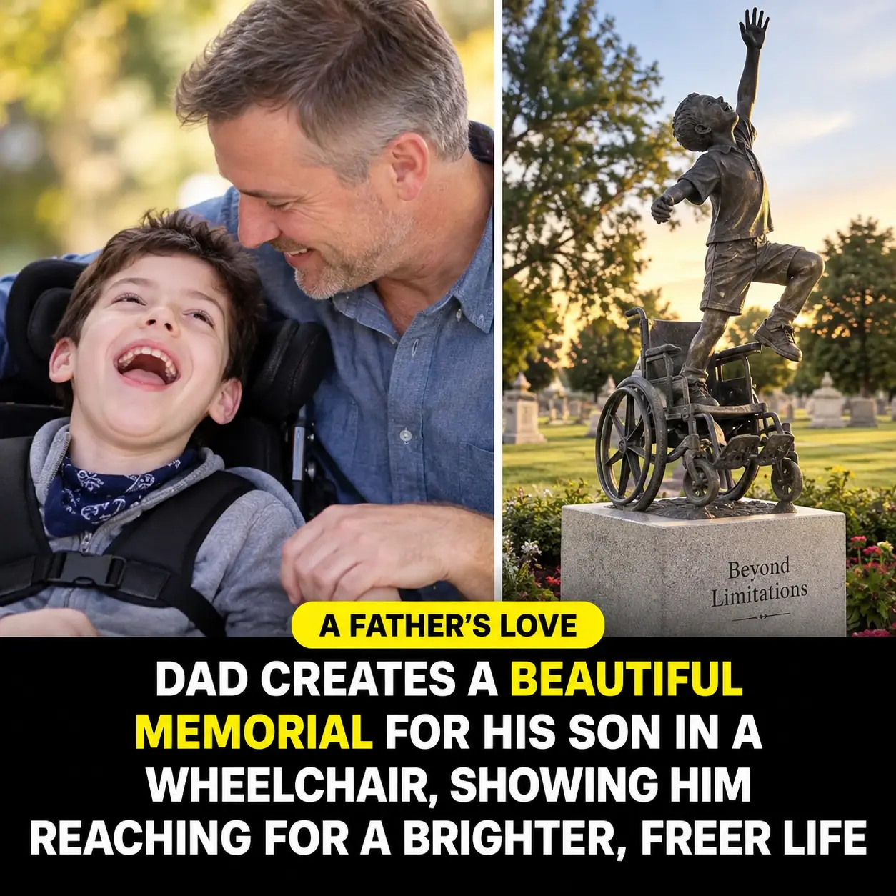 Grieving Father Created a Powerful Memorial Showing His Son Free From the Wheelchair That Held Him in Life