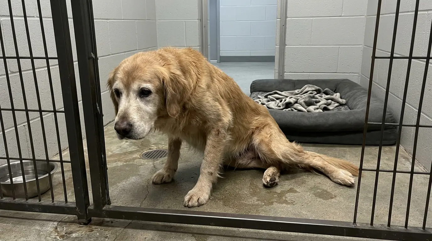 Murphy Keeps Waking Up to Test the Kennel Door—Until His Legs Can’t Carry Him There Anymore