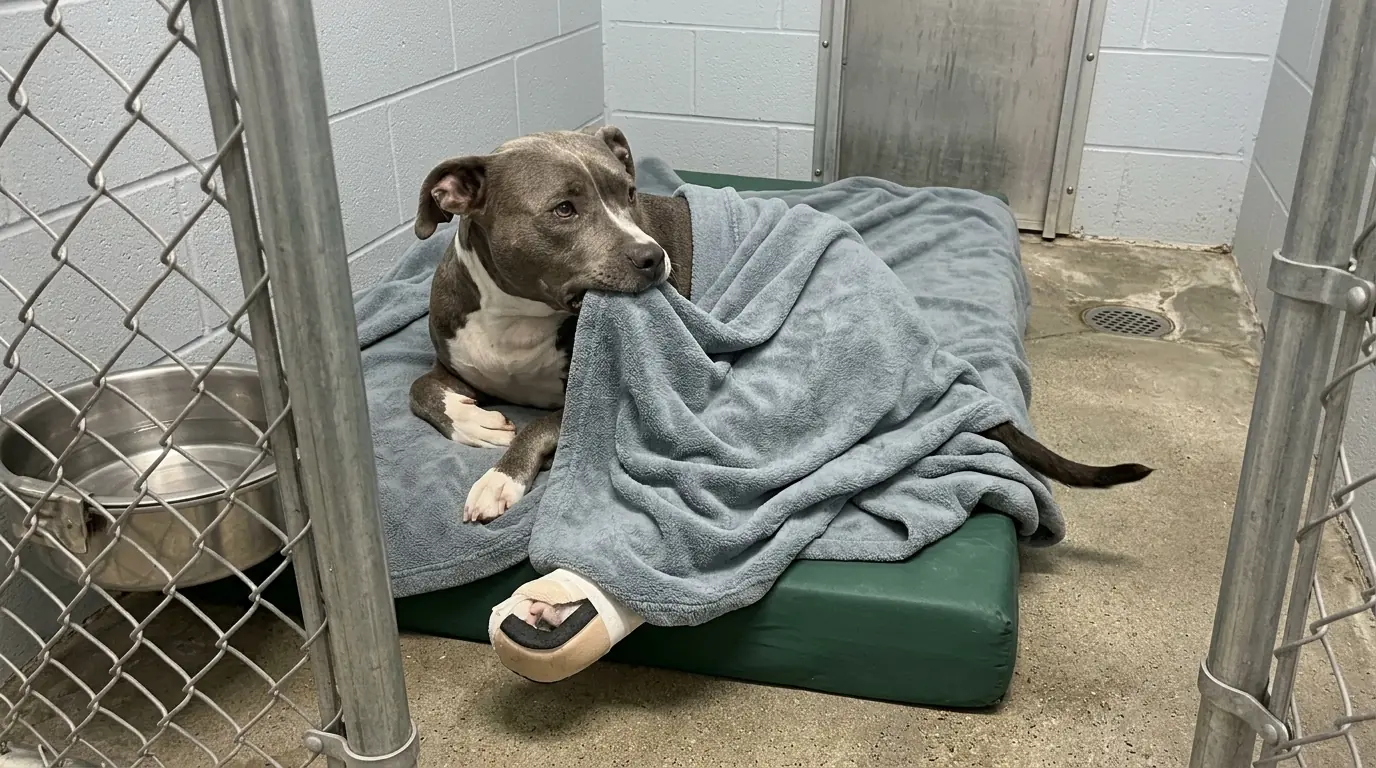 Daisy Keeps Hiding the Same Leg Whenever Someone Approaches Her Kennel—And Staff Are Trying to Understand Why