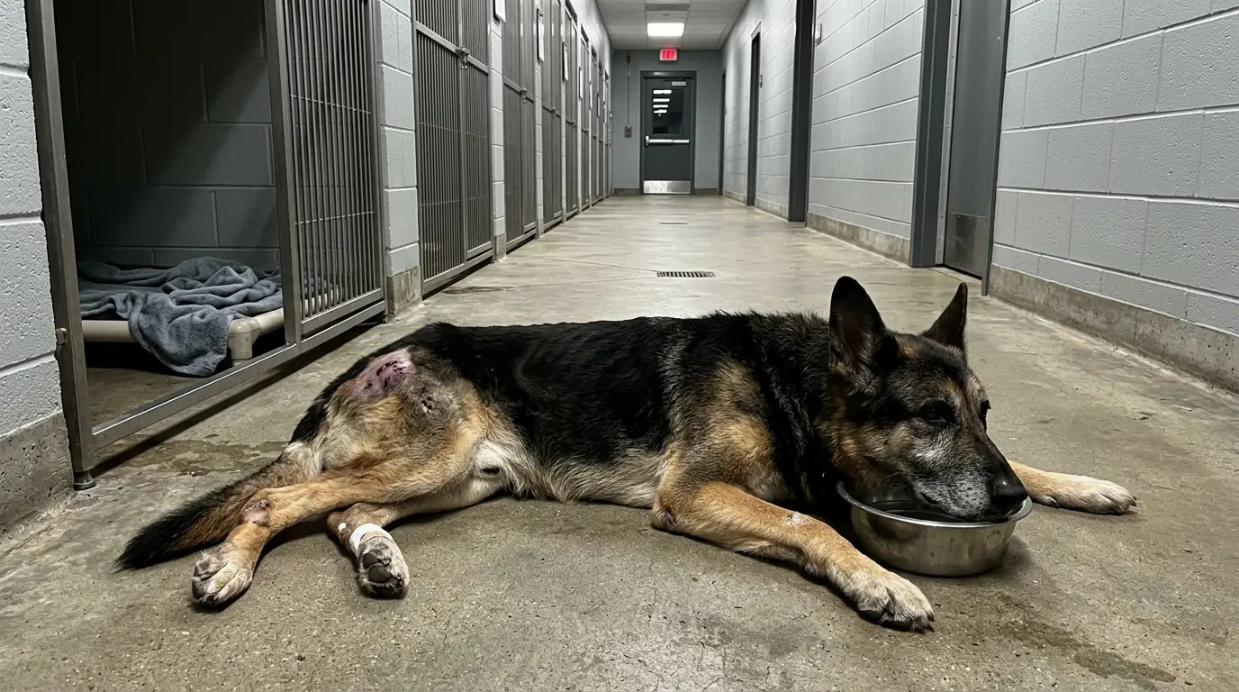 Samson Keeps Moving His Water Bowl to the Kennel Door Every Night—But He Never Brings It Back