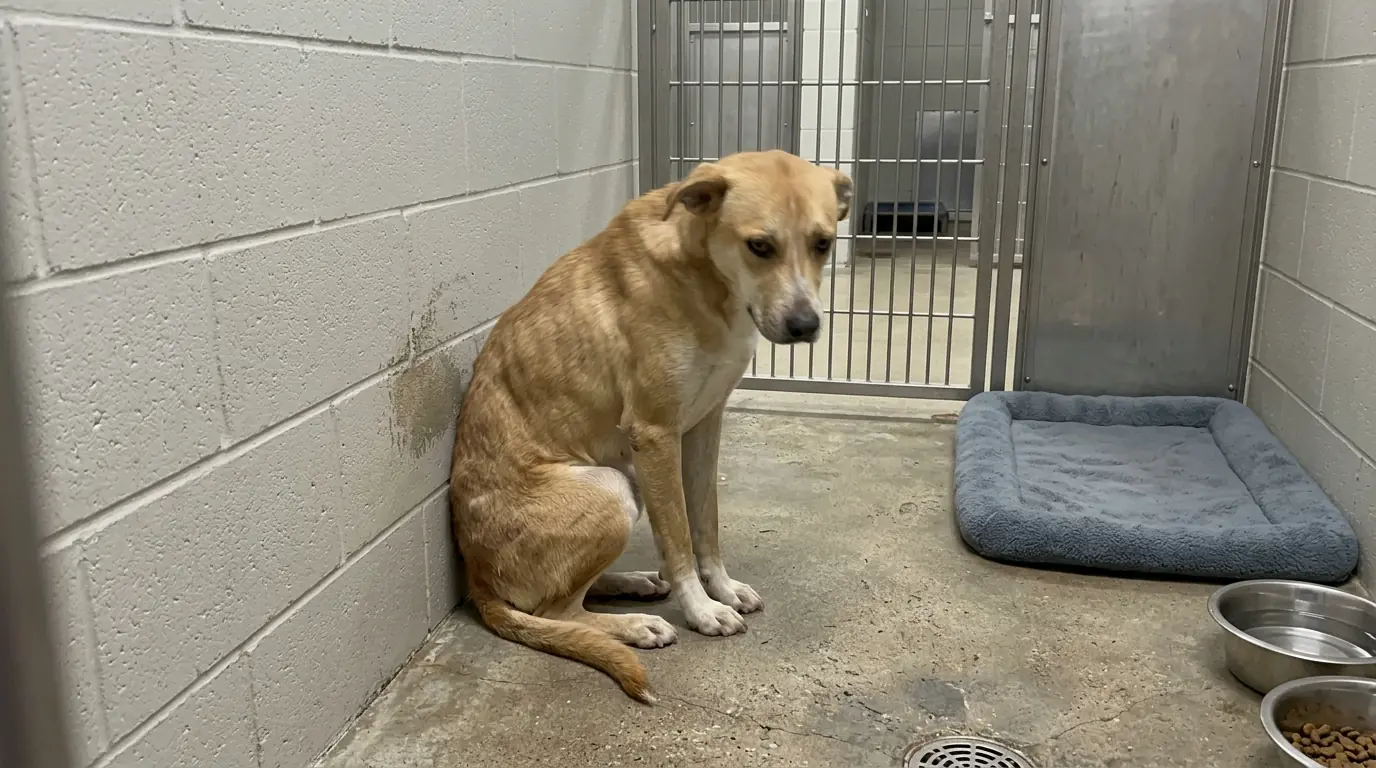 He Starts Rocking Against the Kennel Wall When the Barking Gets Loud—Then Suddenly Stops When Everything Goes Quiet