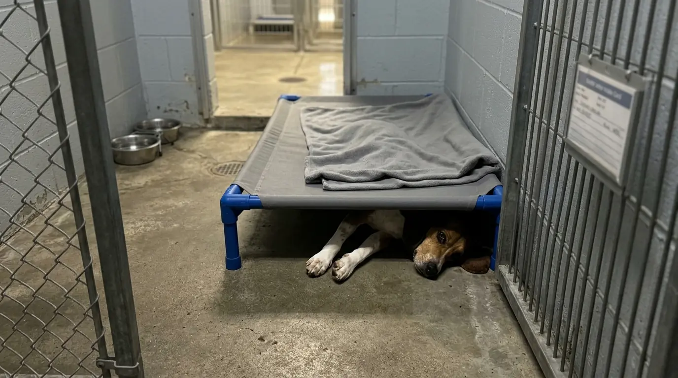 Lucy Has a Bed, but Every Night She Crawls Under It to Sleep on the Concrete
